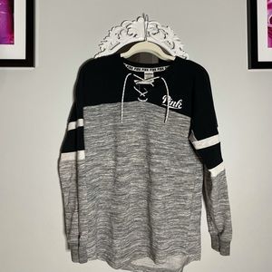 VS pink lace up crewneck sweatshirt 💜